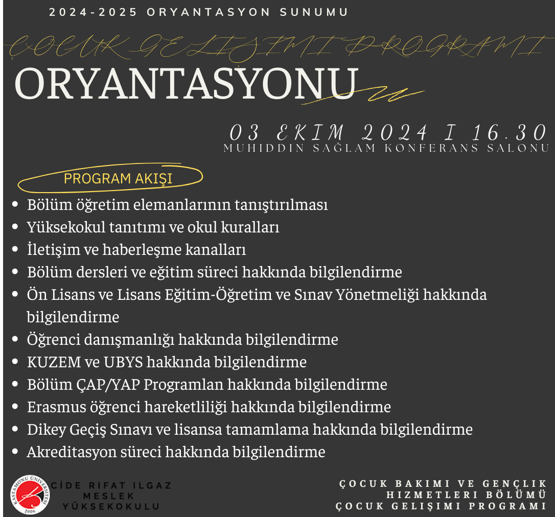 Çocuk Gelişimi Programı Oryantasyon Eğitimi