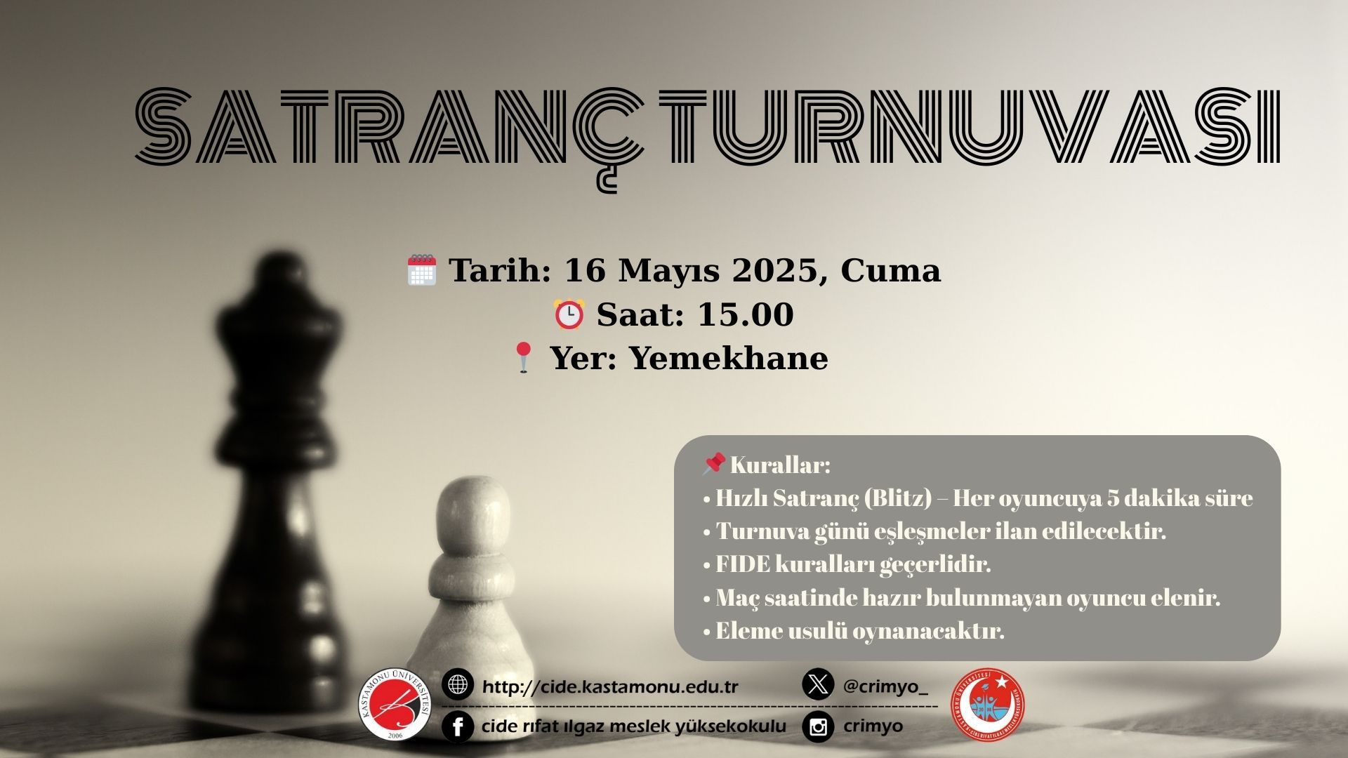 Satranç Turnuvası Takvimi