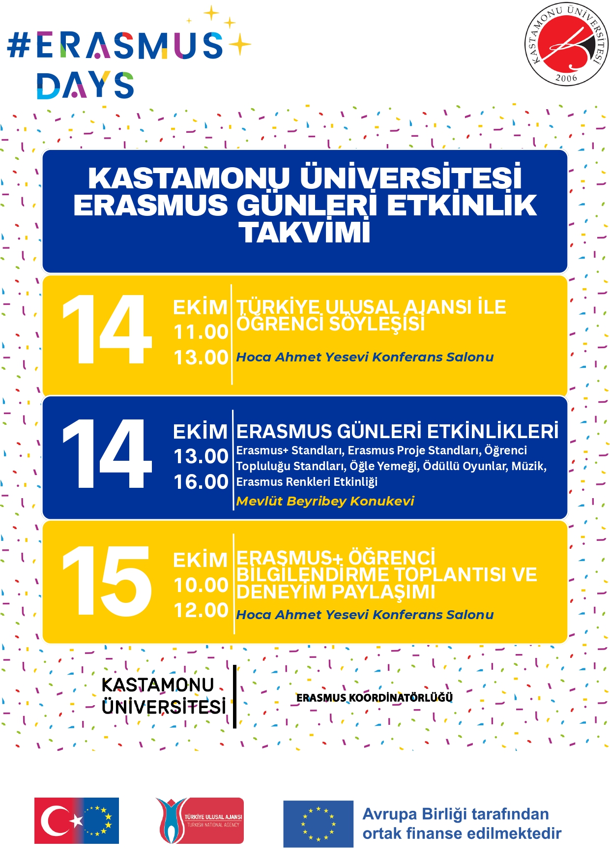 Kastamonu Üniversitesi Erasmus Günleri Etkinlik Takvimi